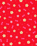 Red Floral Hearts Playful Figures Rug