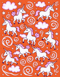 Whimsical White Unicorns Swirl Clouds Rug
