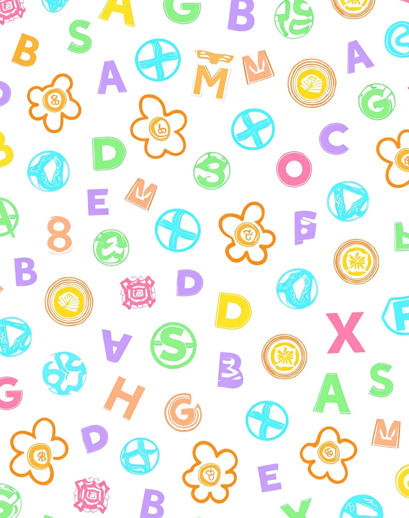 Playful Alphabet Flower Watercolor Rug