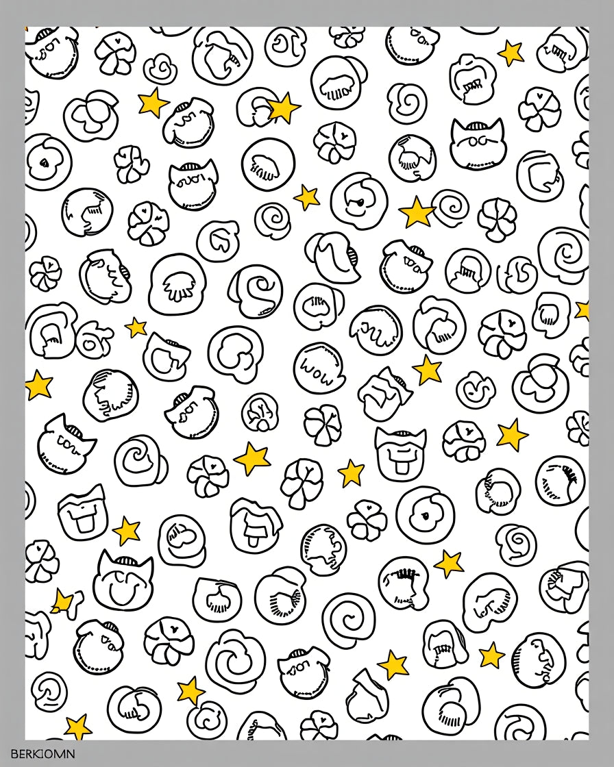 Cute Cartoon Faces Yellow Star Rug