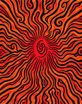 Radiant Sun Swirl Red Orange Rug
