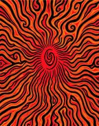 Radiant Sun Swirl Red Orange Rug