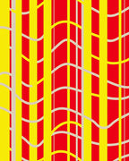 Vibrant Yellow Red Abstract Lines Rug