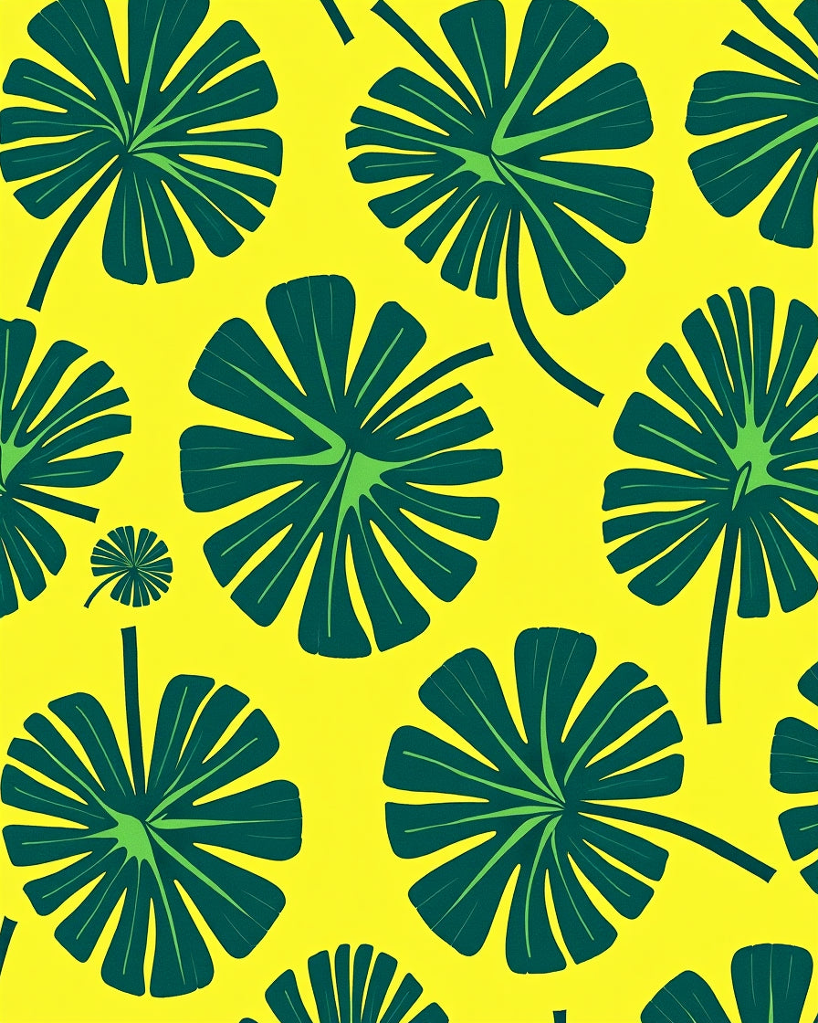 Vivid Yellow Green Tropical Fan Rug