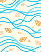 Oceanic Waves Orange Fan Shell Rug