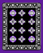 Bold Purple Crest Emblem Black Rug