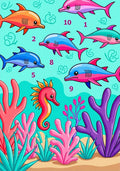 Vibrant Coral Reef Dolphin Seahorse Scene Rug