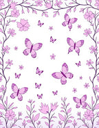 Whimsical Pink Butterfly Floral Meadow Rug