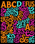 Bold Alphabet Swirl and Curl Rug