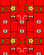 Red Geometric Star Robot Rug