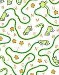 Whimsical Green Cars Letter Track Rug