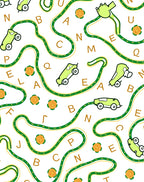 Whimsical Green Cars Letter Track Rug