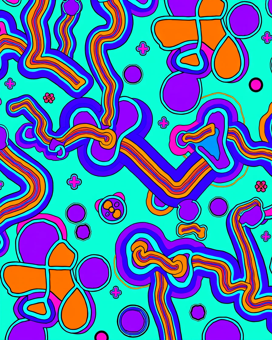 Groovy Purple Orange Swirls Rug