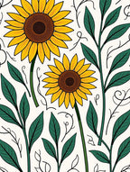 Golden Sunflower Foliage Vine Art Rug