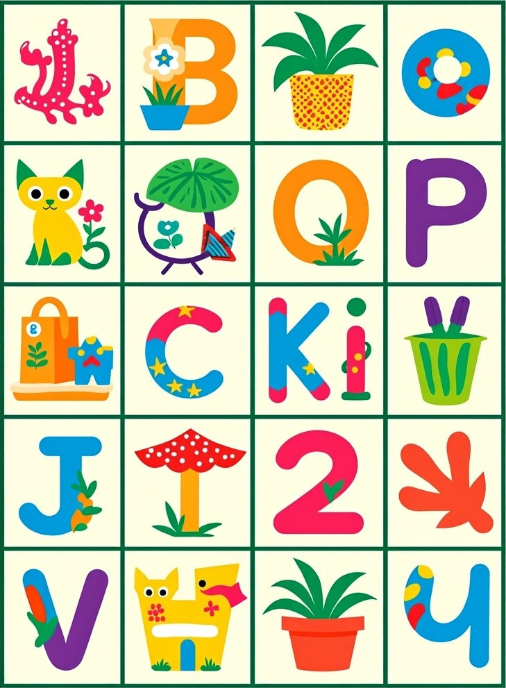 Alphabet Animals Plants Fun Colors Rug