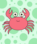 Whimsical Coral Crab Bubble Background Rug