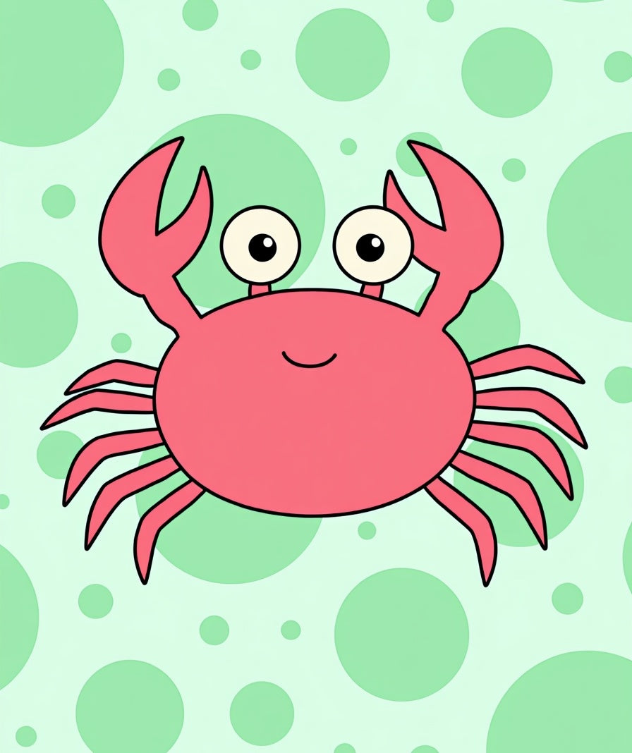 Whimsical Coral Crab Bubble Background Rug