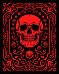 Crimson Skull Ornamental Border Rug