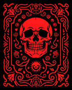 Crimson Skull Ornamental Border Rug