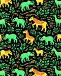 Green Elephants Yellow Zebras Jungle Meadow Rug