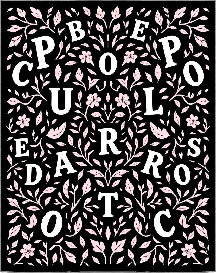 Black Floral Scroll Pop Art Rug