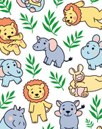 Jungle Animals Playful Yellow Blue Green Rug