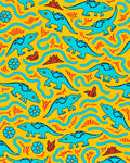 Whimsical Turquoise Dinosaurs Yellow Garden Rug