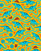 Whimsical Turquoise Dinosaurs Yellow Garden Rug