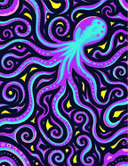 Vibrant Purple Teal Octopus Swirl Rug