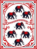 Crimson Elephant Parade Oval Rug