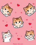 Cute Cat Faces Pink Hearts Collection Rug