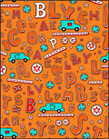 Whimsical Orange Alphabet Cars Theme Rug