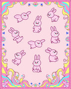 Retro Pink Bunny Swirl Frame Rug