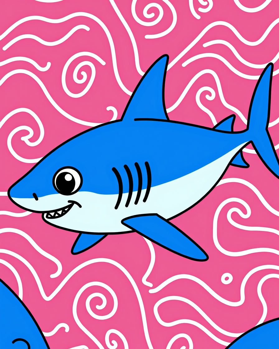 Blue Shark On Pink Swirl Background Rug