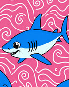 Blue Shark On Pink Swirl Background Rug