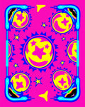 Vibrant Pink Yellow Starry Moon Rug