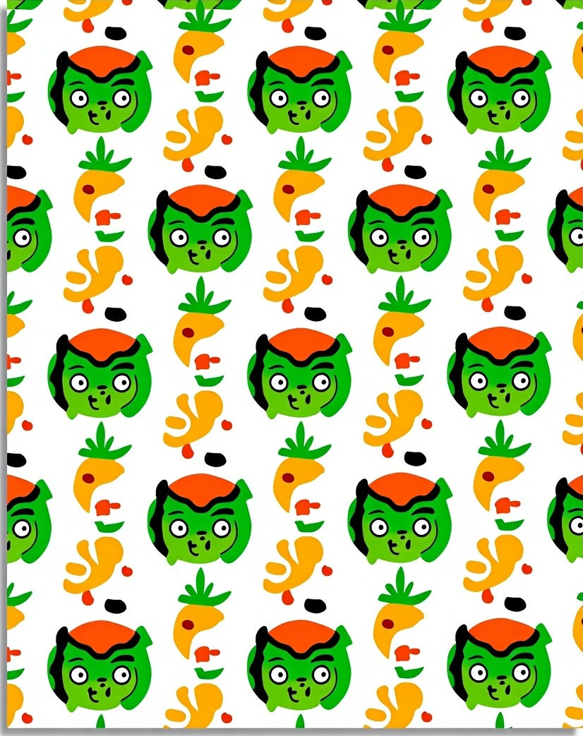 Groovy Green Character Abstract Elements Rug