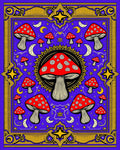 Psychedelic Red Mushroom Sunburst Tapestry Rug