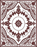 Deep Crimson Floral Medallion Border Rug