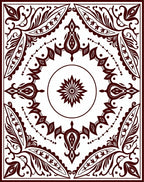 Deep Crimson Floral Medallion Border Rug