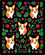 Whimsical Corgi Floral Garland Repeating Art Rug