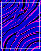Vibrant Blue Pink Wavy Lines Rug