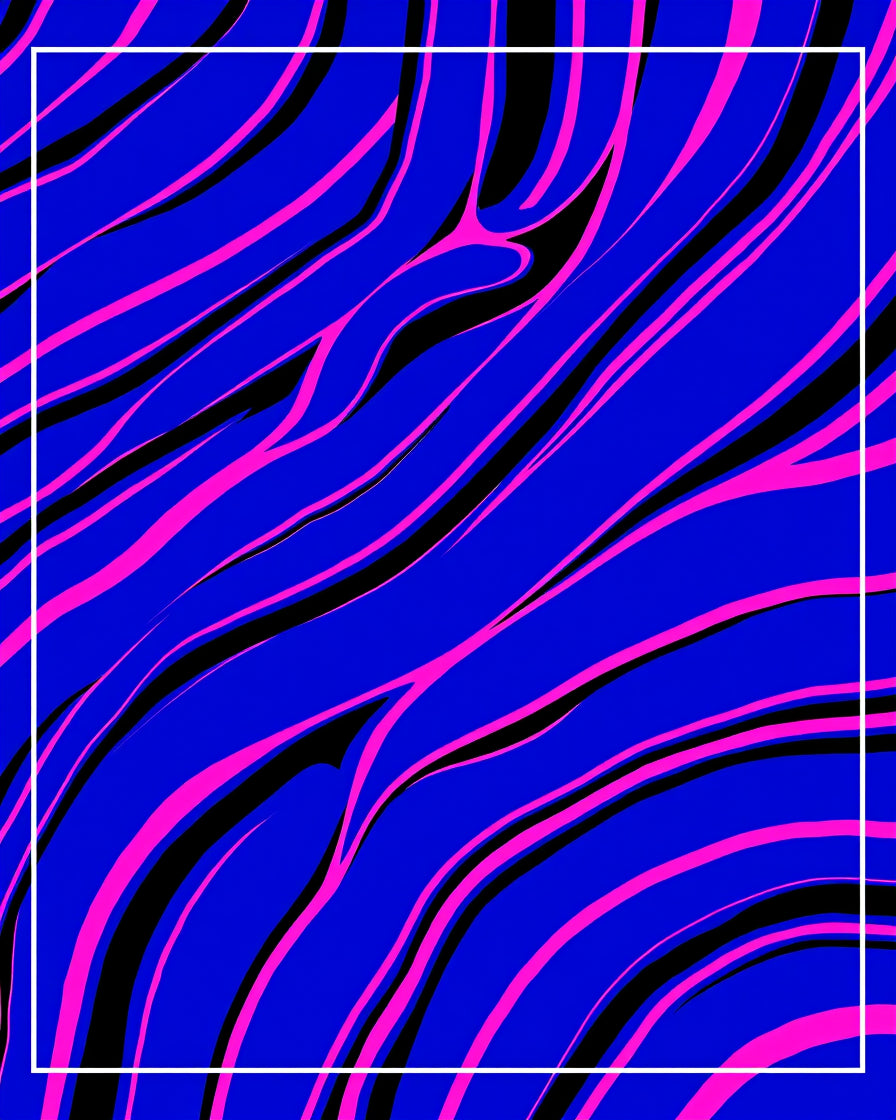 Vibrant Blue Pink Wavy Lines Rug