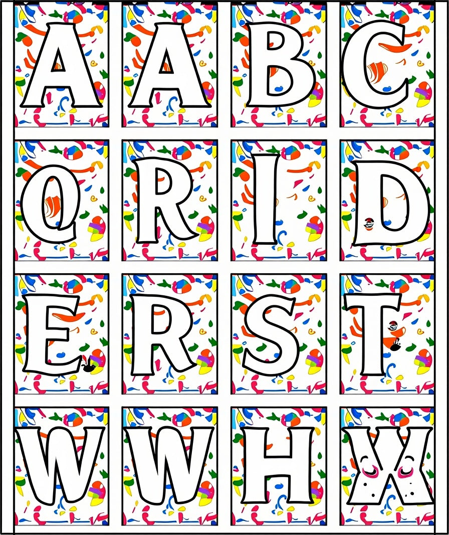Alphabet Splash Colorful Confetti Rug
