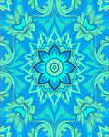 Oceanic Blue Floral Mandala Accent Rug