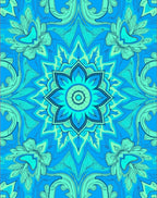 Oceanic Blue Floral Mandala Accent Rug