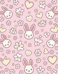 Pink Bunny Hearts Floral Scatter Rug