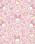 Pink Bunny Hearts Floral Scatter Rug