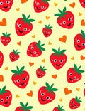 Whimsical Red Strawberry Hearts Pattern Rug
