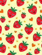 Whimsical Red Strawberry Hearts Pattern Rug